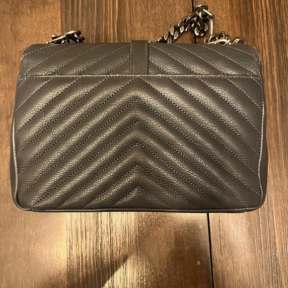 YSL Sheepskin Matelasse Chevron Monogram Medium College Bag - Picture 9 of 12